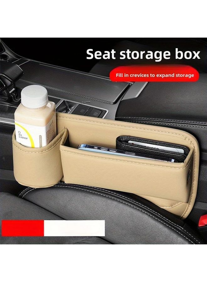 Right Side Car Seat Gap Storage Box With Cup Holders PU Leather Organizer - Image 5